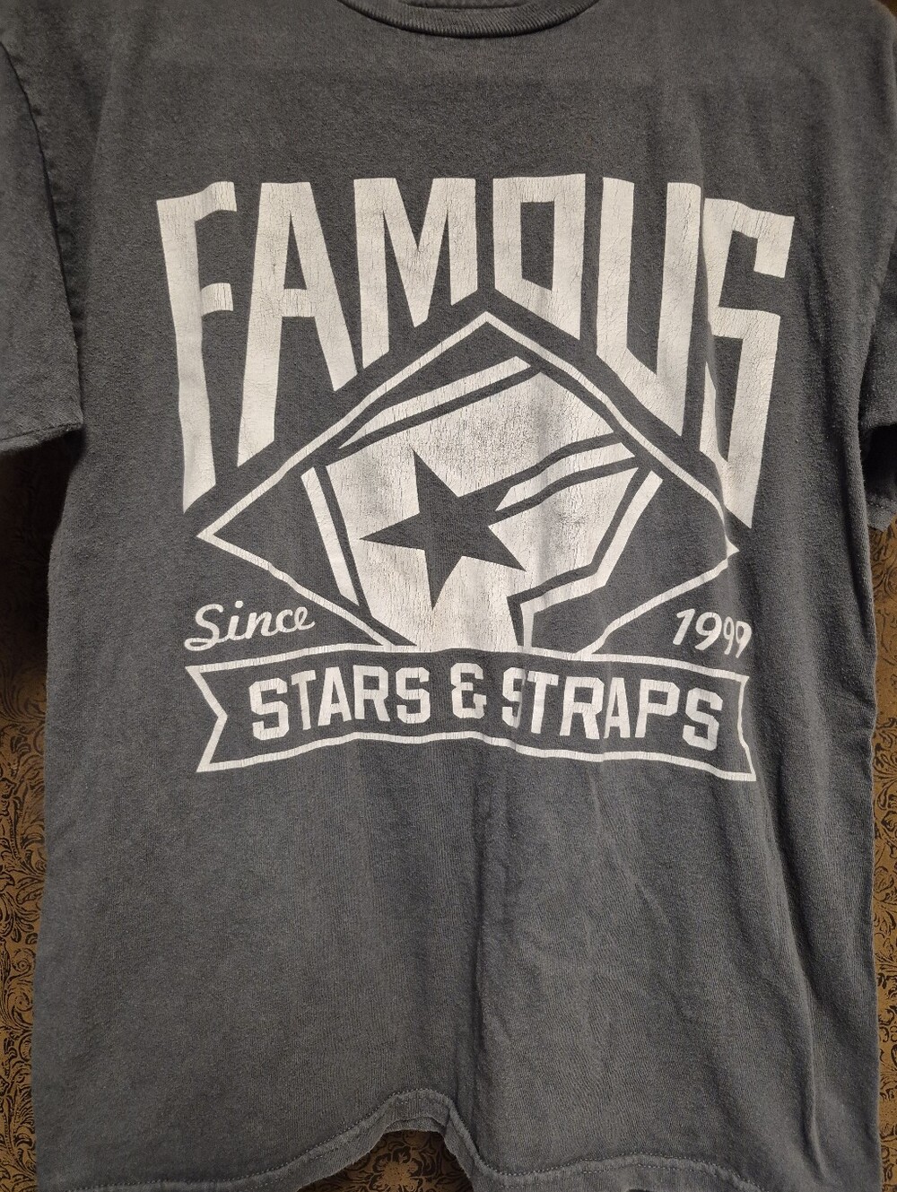 Famous Stars & Straps Gray Tee with White Logo